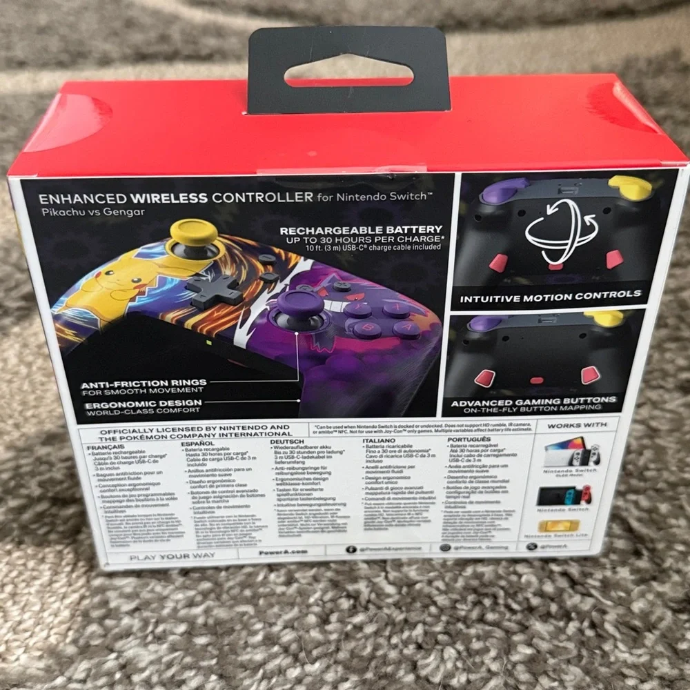 PowerA Pokémon Wireless Controller for Nintendo Switch- Yellow and Purple.